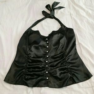 Black halter with silver buttons
